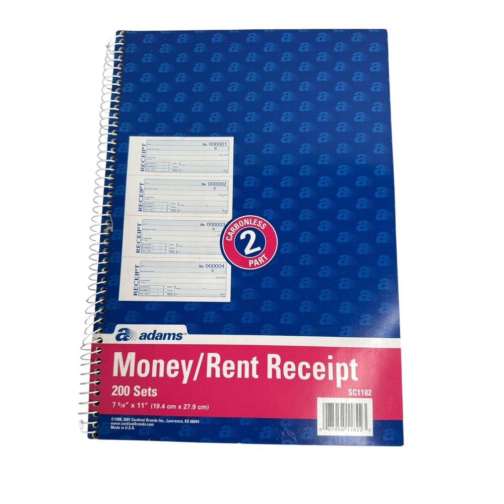 Adams Money and Rent Receipt 2-Part Carbonless Spiral Bound 200 Sets per Book